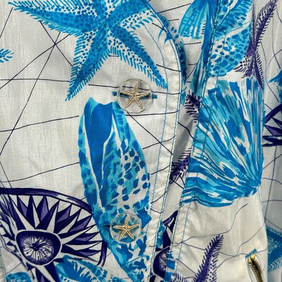 Lavon Vtg Women's Nautical Seashell Windbreaker Track Jacket SZ S Baggy 90s Blue - Picture 8 of 14